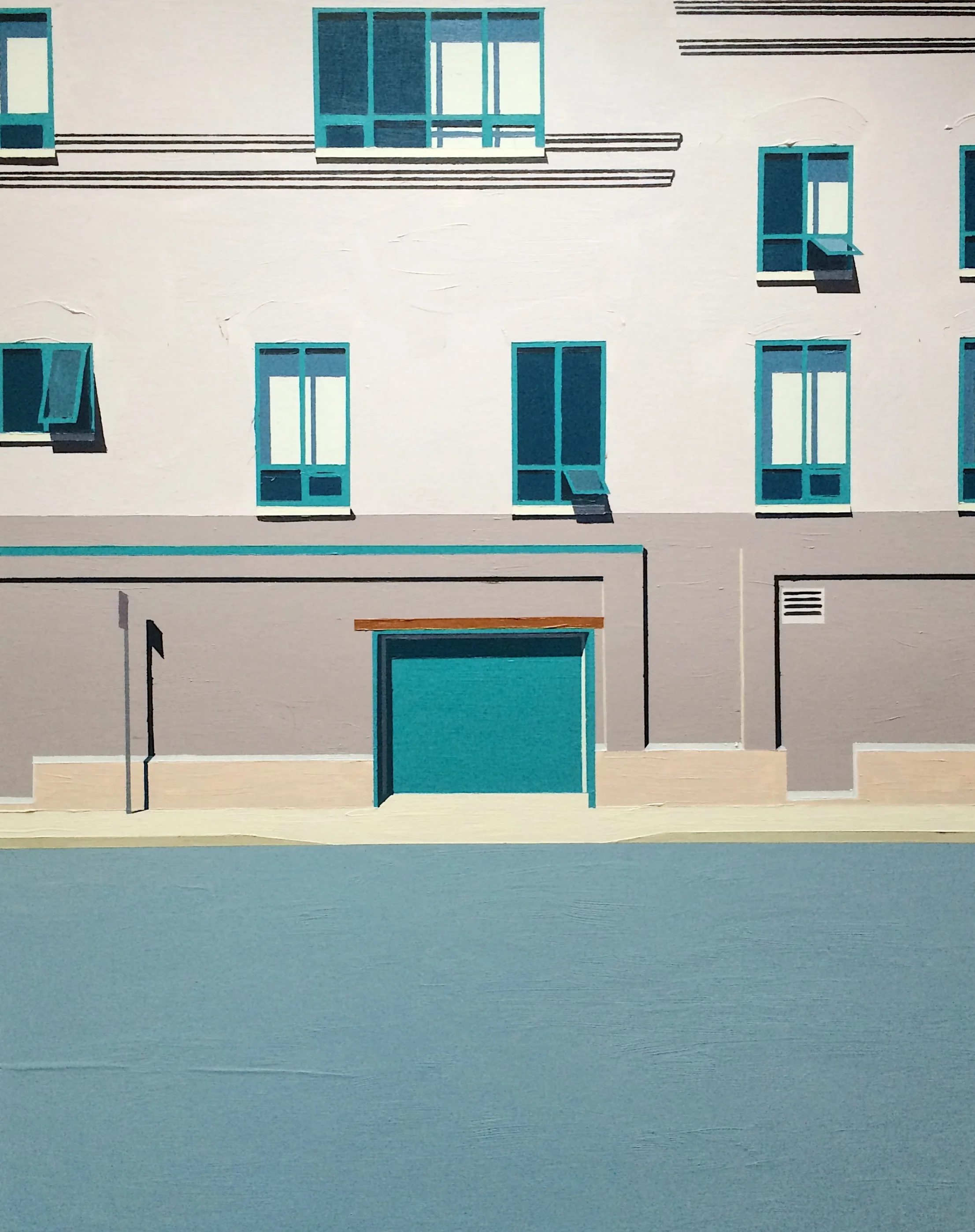 Wait, stop! This facade is sexy. Acrylic on panel. 24" x 30" $2,400