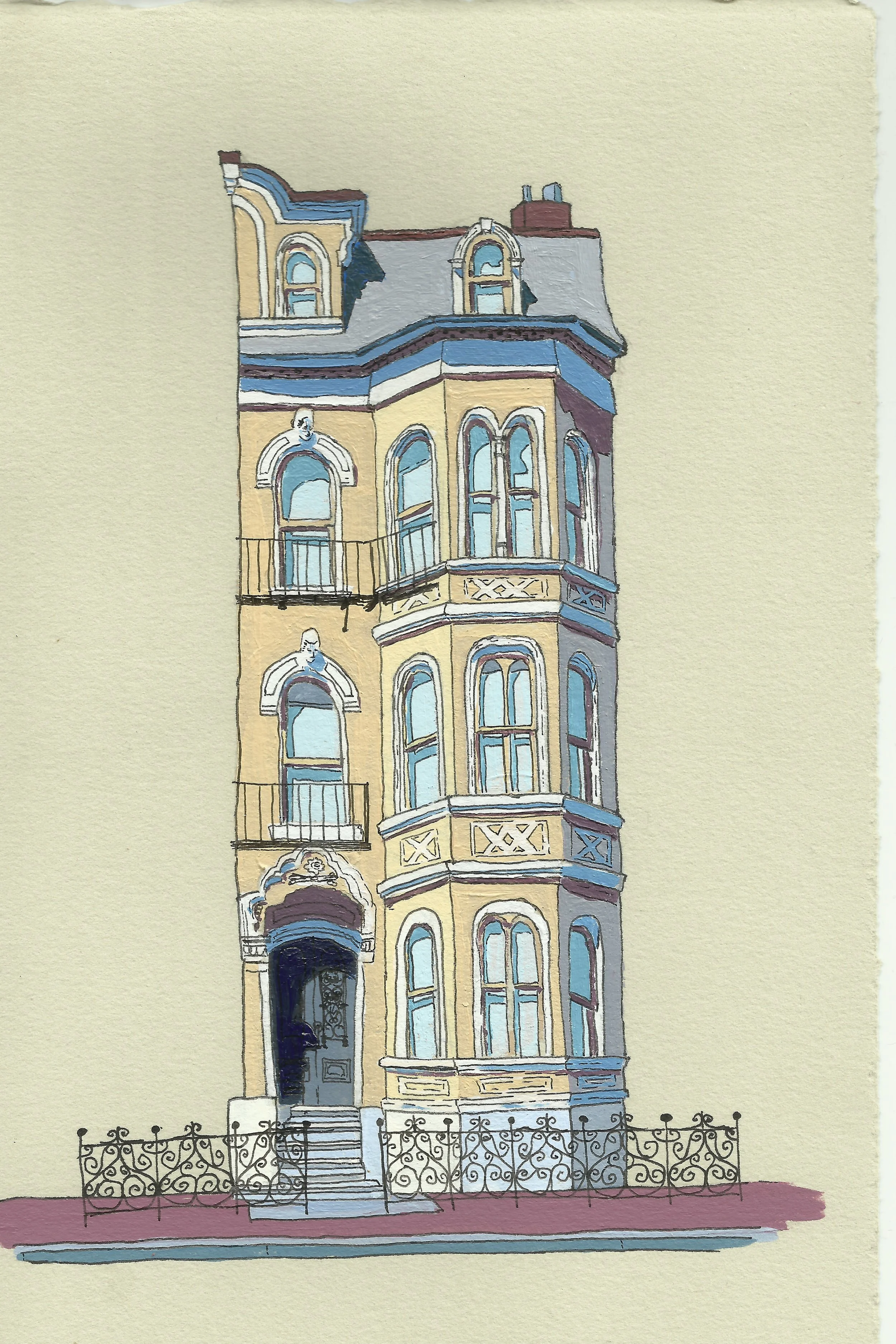 What faces are in the facade?