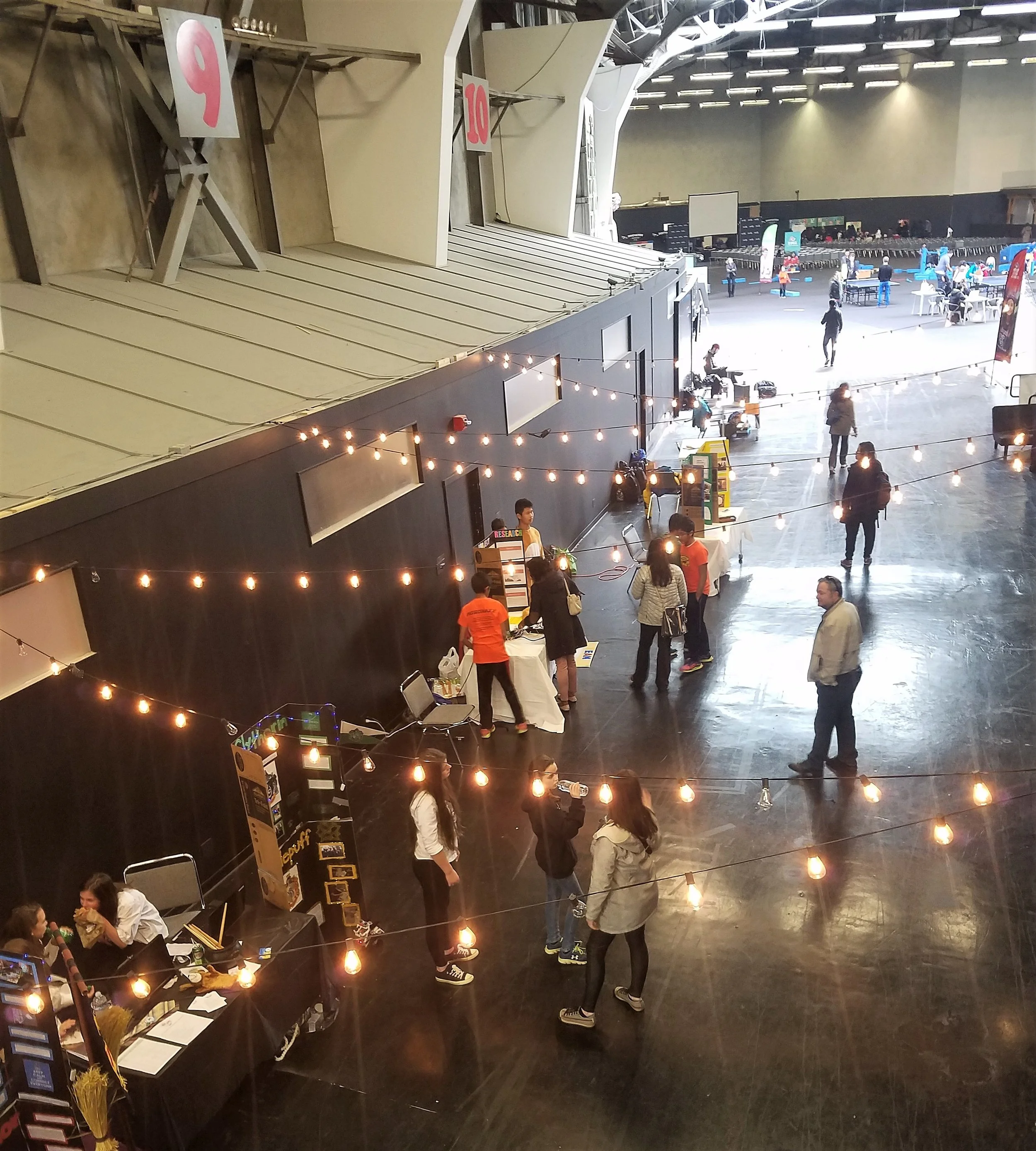 Student exhibits lining one side of 'Broadway', one of our open spaces available for event rentals, March 4th, 2017.
