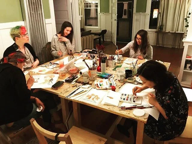 great times last week with the Creative Women of Venice, painting watercolor portraits! #thankssimone #creativewomen #venice #watercolor #portraits #littlehousegallery