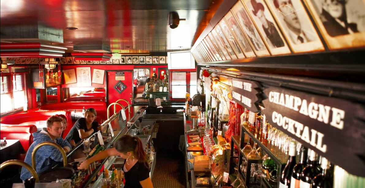 Chinoiserie interior of the Formosa Cafe red car. Photo: zagat