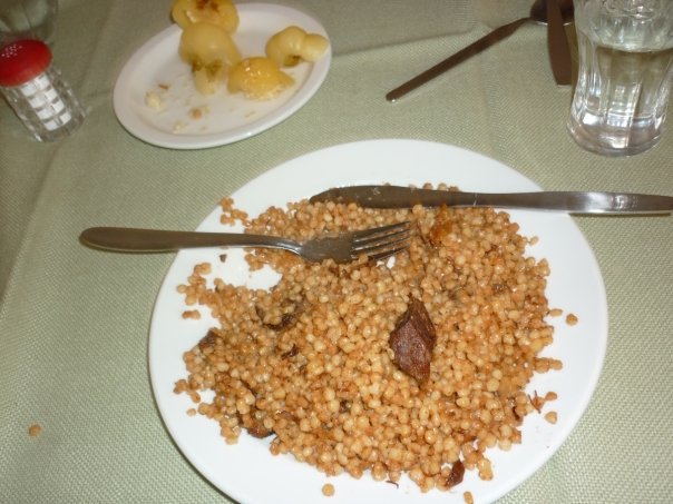 Tarhonya es Pörkölt - this picture does no justice to the dish or flavour AT ALL!