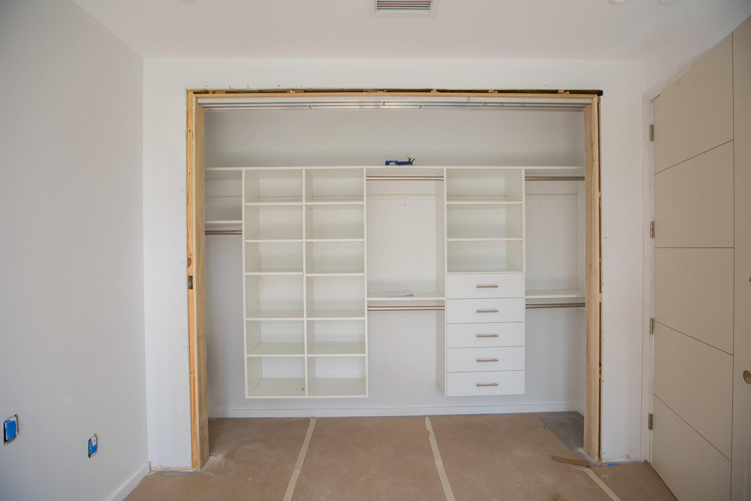 Easy Closets in the guest bedroom