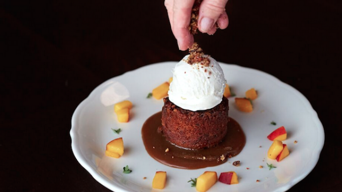 Spanish Sticky Date Cake with Spiced Pecans & Vanilla Ice Cream (Photo by Ryan Tanaka)