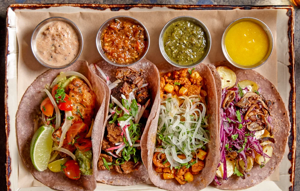 Sausal’s taco platter offers an unexpected variety of flavors