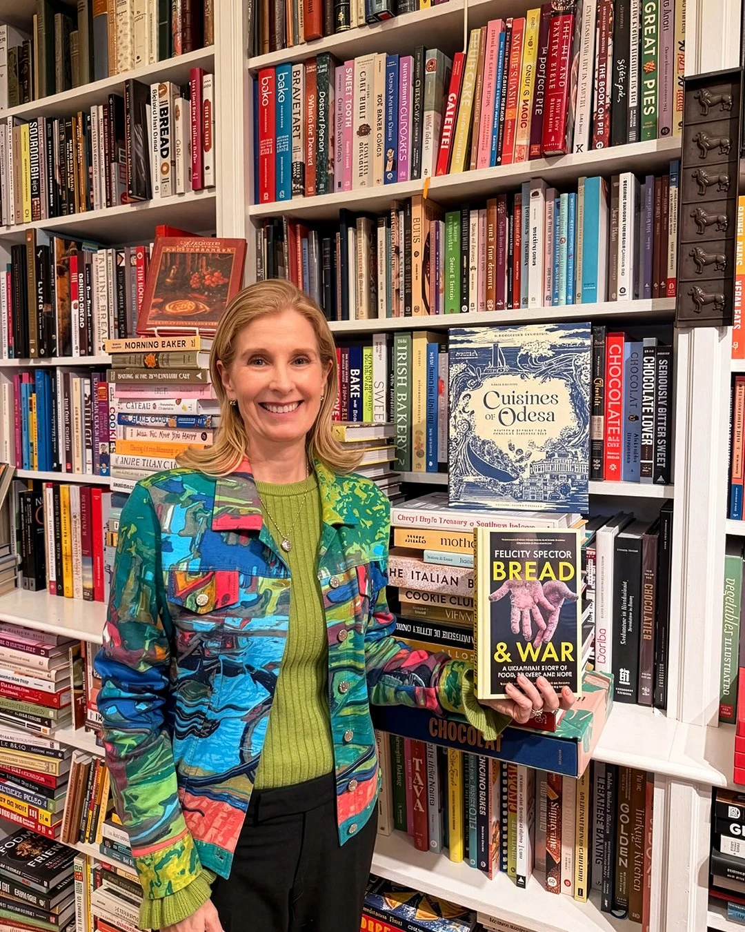 Natasha at Omnivore celebrating the work of fellow authors and friends — "Cuisines of Odessa" by Maria Kalenska and "Bread & War" by Felicity Spector.