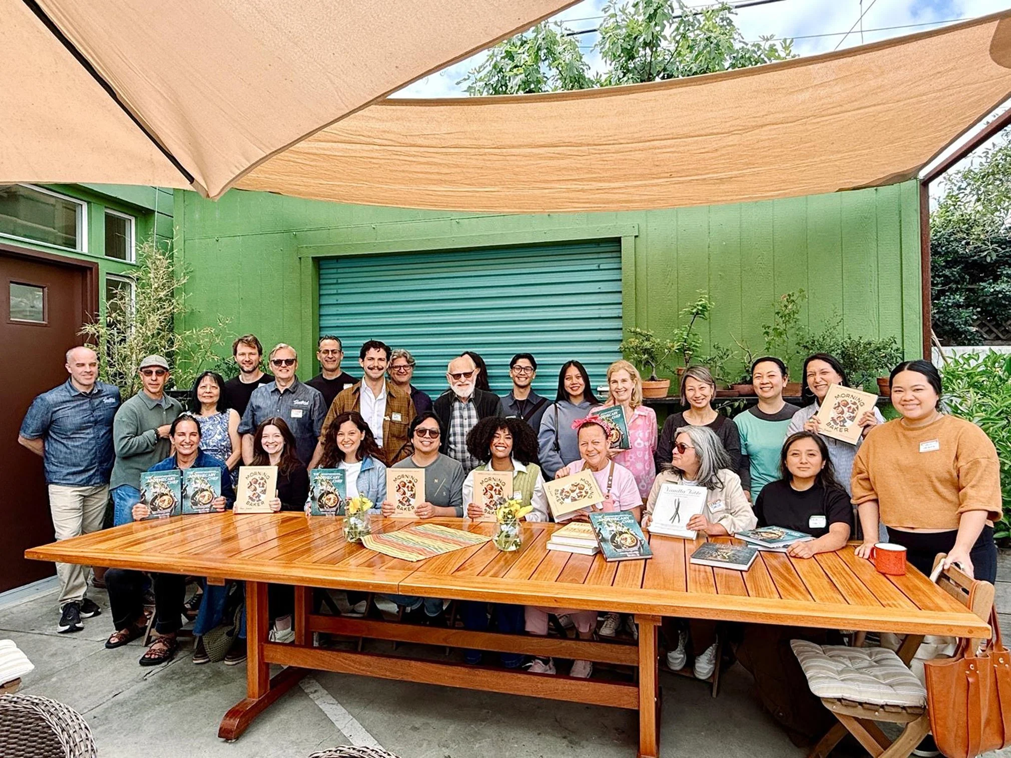 LA baking and pastry community with invited guests, gathering to celebrate and sample creations from Roxana and Natasha at the Guittard Chocolate Studio inspired by their recent cookbook releases.