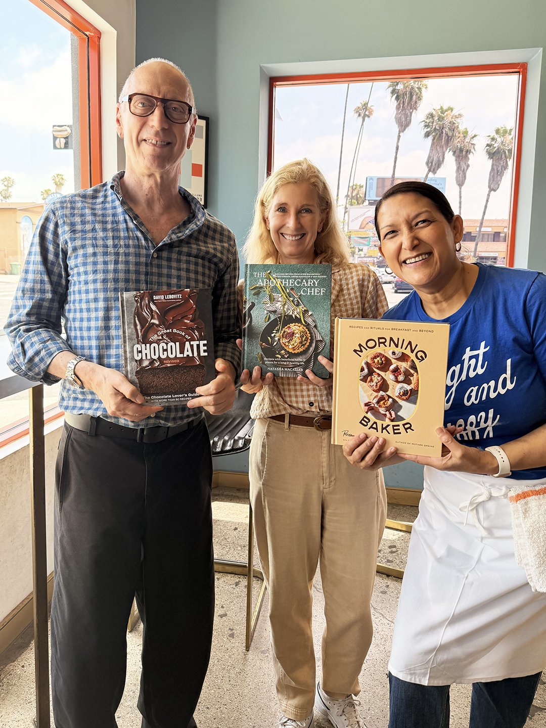 Three chefs, three cookbook launches now out in the U.S. — David Lebovitz with “The Great Book of Chocolate – Revised,” Natasha with “The Apothecary Chef,” and Roxana Jullapat with “Morning Baker” — celebrated at Friends & Family, Roxana’s Los Angele