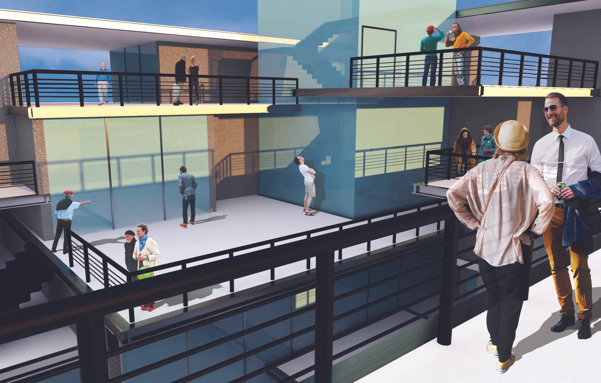 View of Various Levels of the Interior Courtyard
