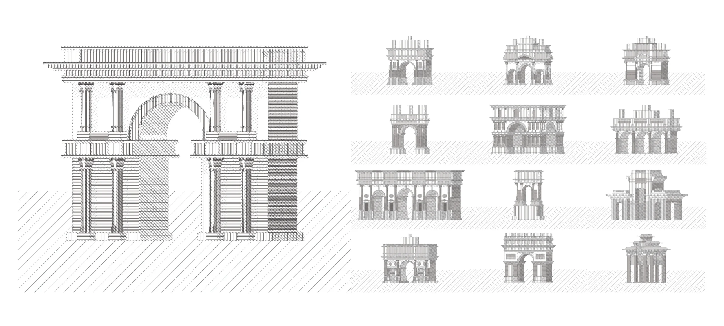 Triumphal Arches Drawn Uniformly