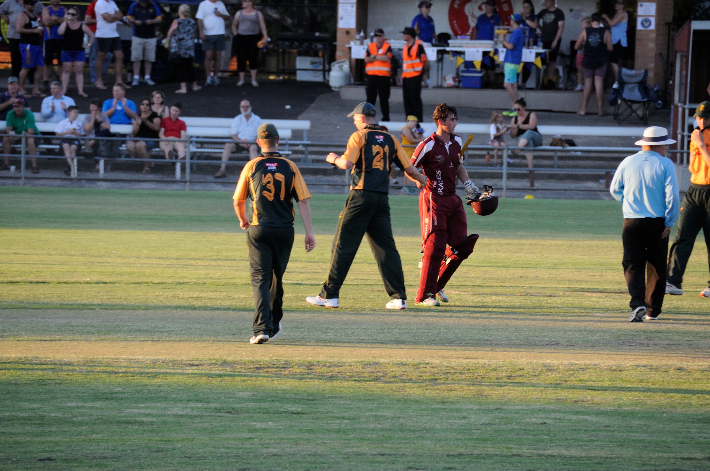 The eventual Man of The Match and winning player of the Prospect Pirates, Fynn Hudson-Prentice, congratulating the opposition captain at the end of the game.