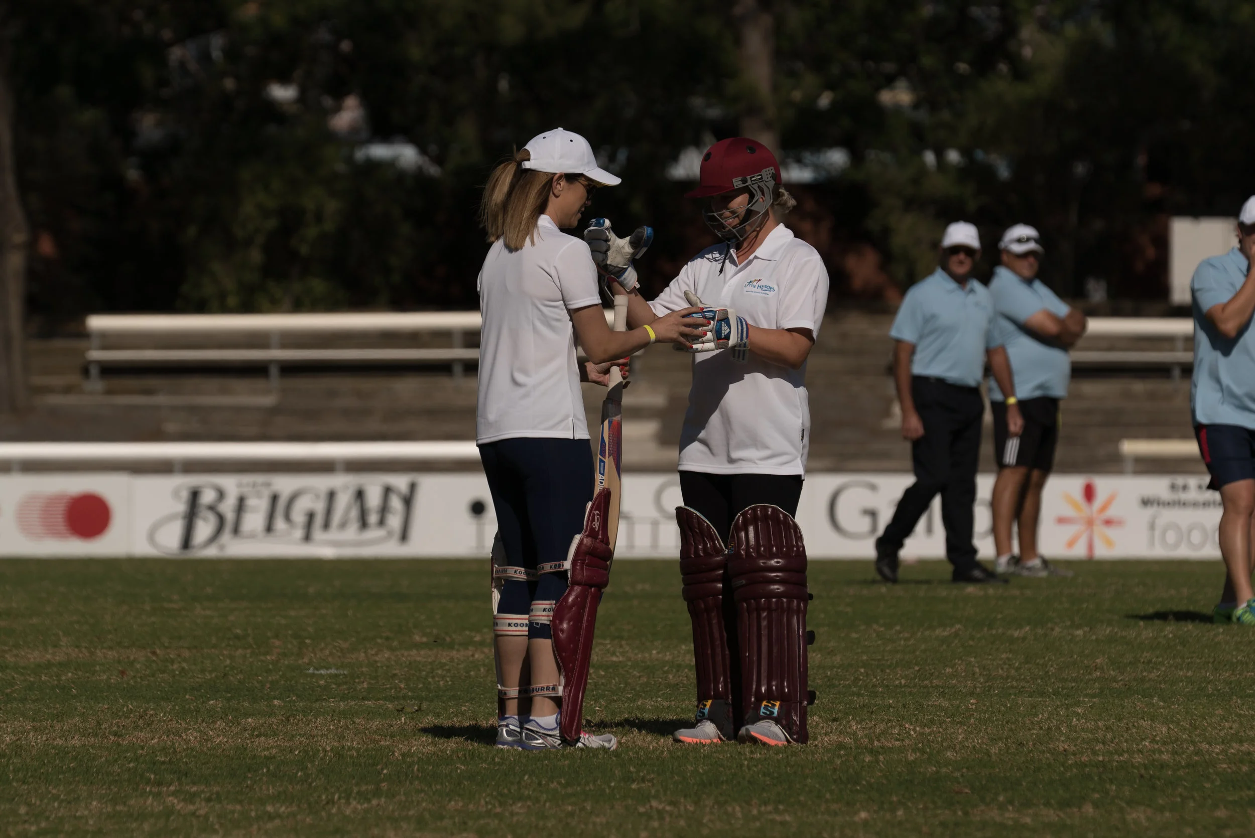 The gorgeous twins from "The Block", Alisa and Lysandra, conducting their final gear check and talking tactics as only they do best to try and take out the win for the white team. World Champion Clay Shooting Gold Medalist, Dennis Lymn, using his eagle eyes to lip read and counteract their game plan.