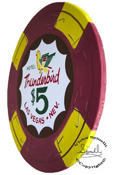 The latest in my Casino Chip Series. This one will probably go to Rotterdam for my next show. The Hotel Thunderbird first opened in 1948 on the Las Vegas strip and was known for its Native American theme. Enjoy. The whole collection can be seen here: www.VictorSpinelli.com