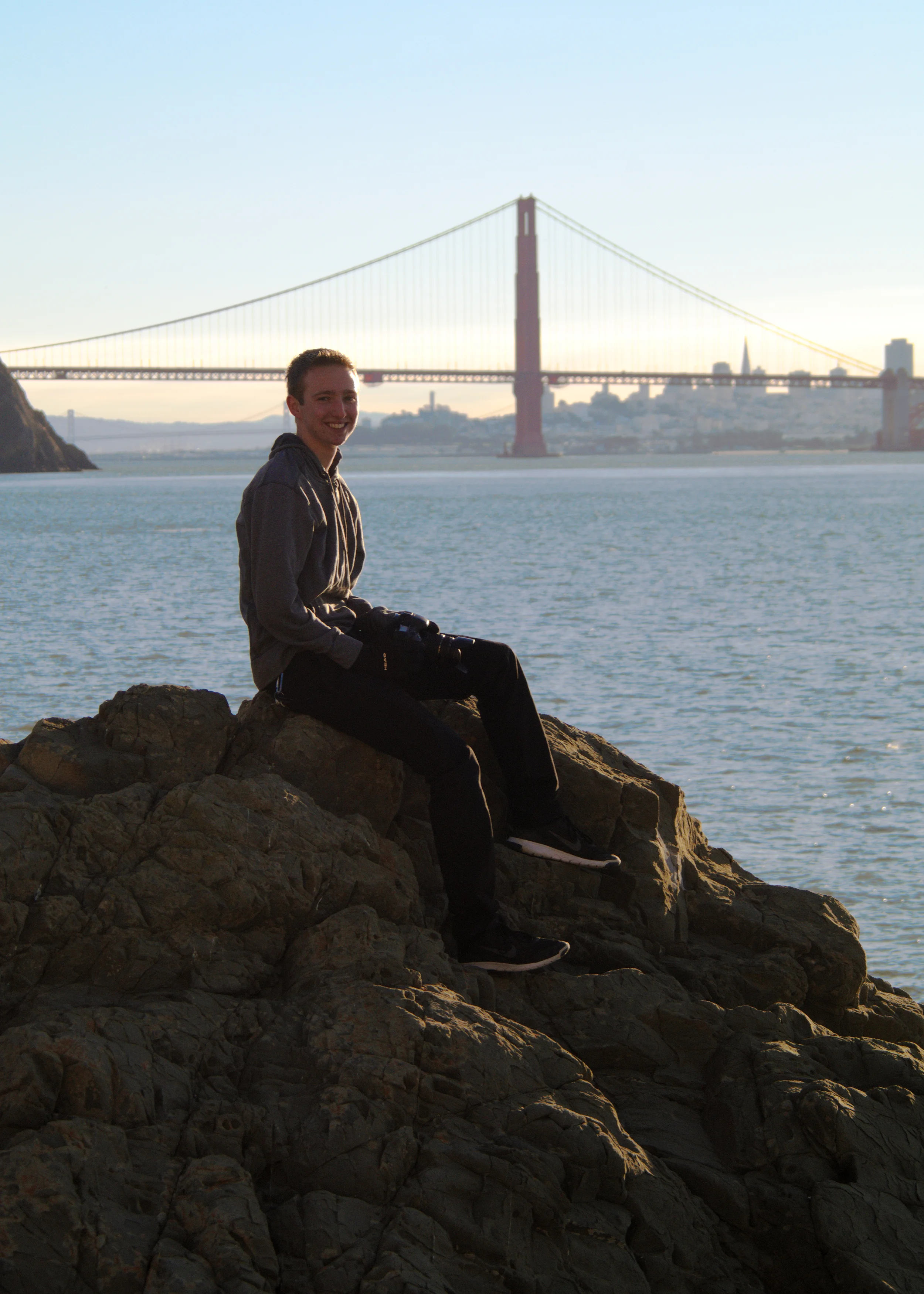 Here I am sitting at the bottom of the cliff that we climbed down after the trail ended. Photo by Alex Broom
