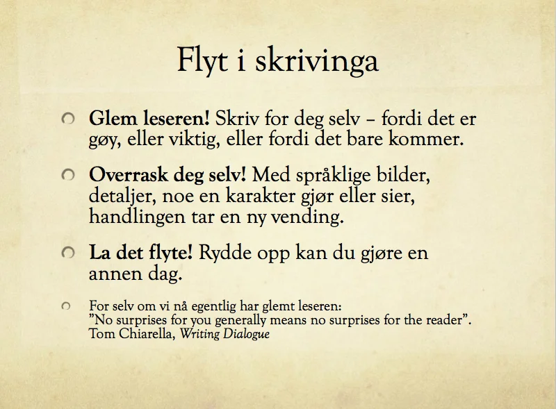 Faksimile av første lysbilde i den skrivetekniske delen