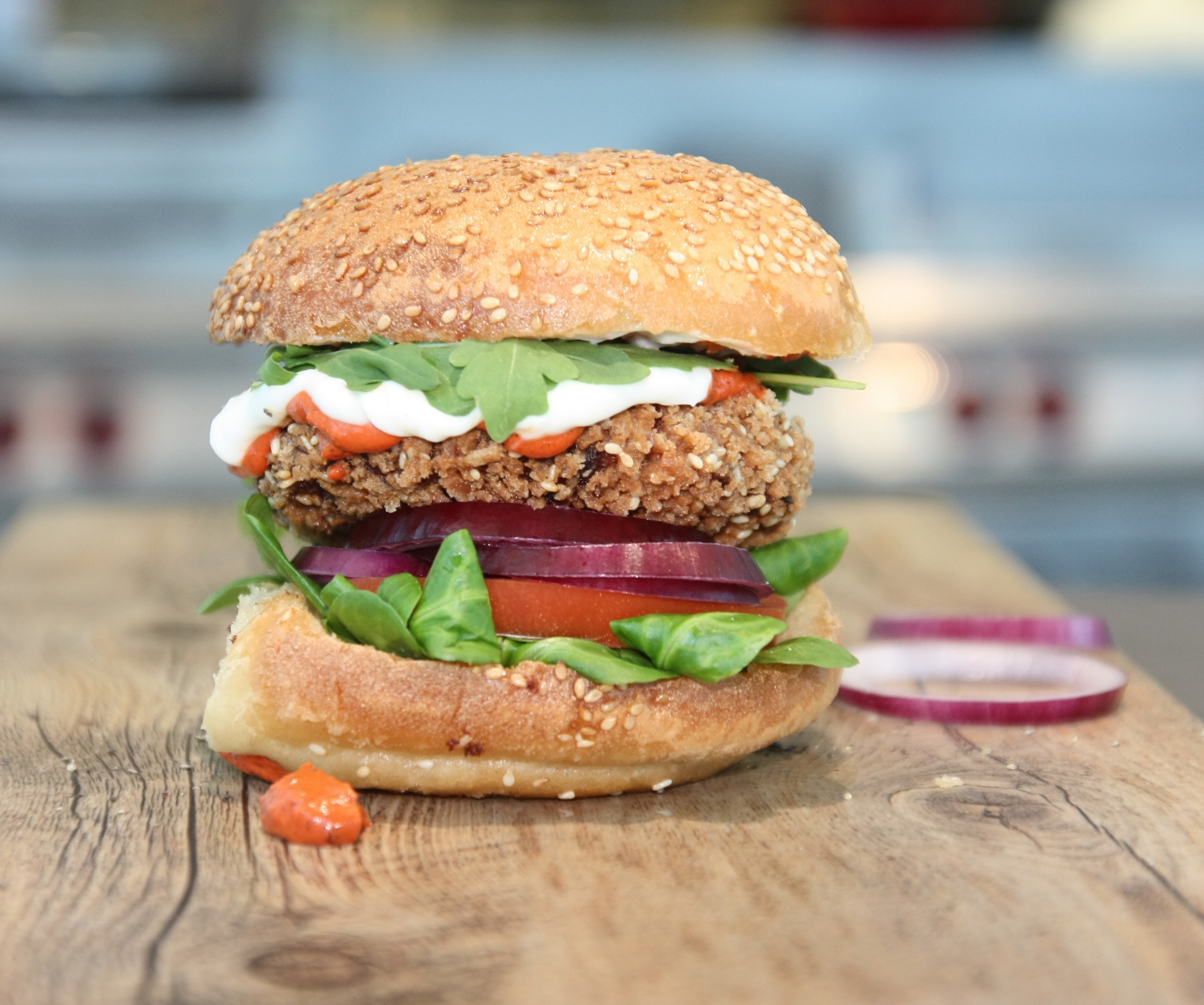 KK - Thai Edamame Bean Burger - Sriracha Burger.JPG