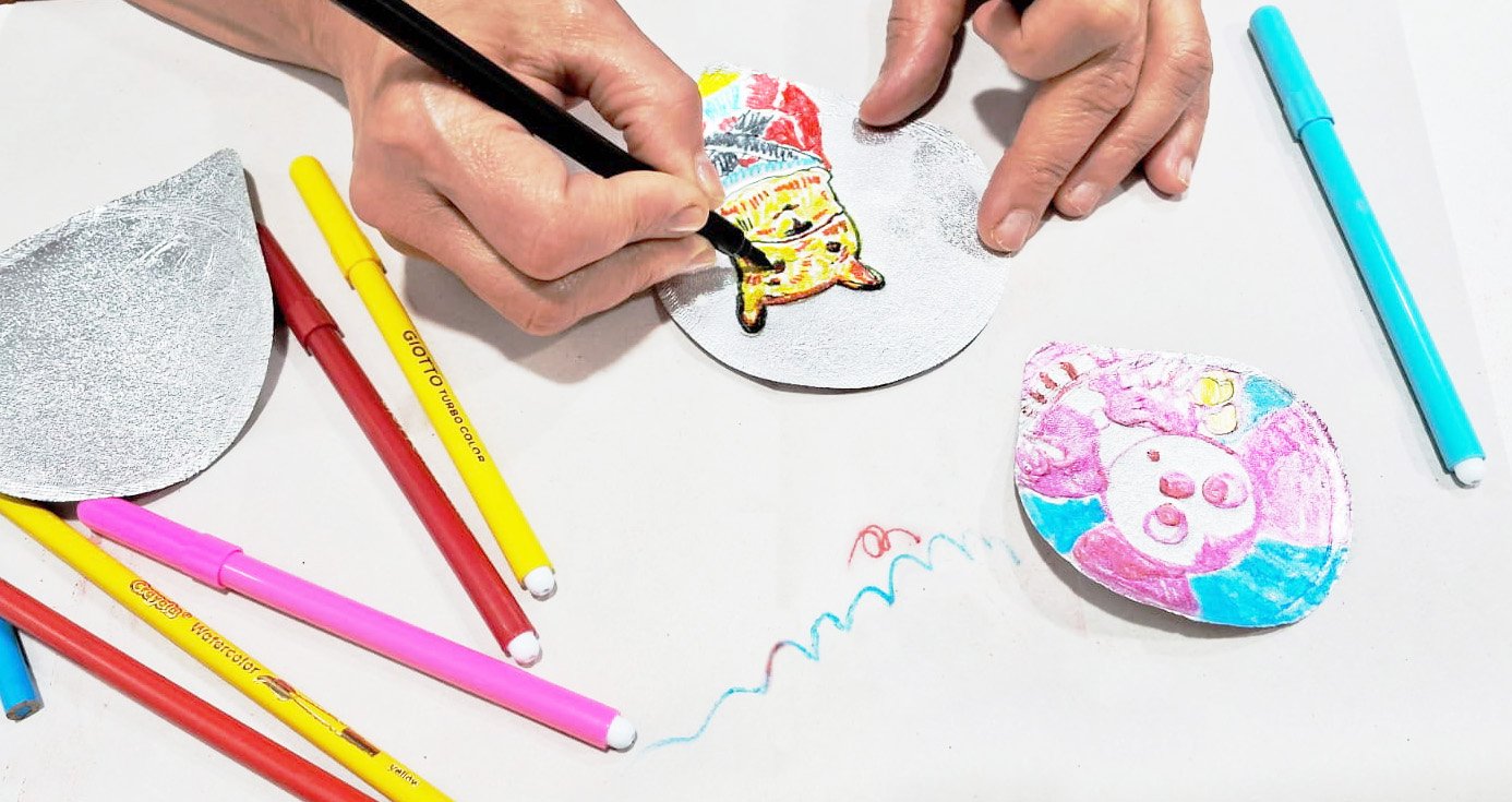 Drucken mit Joghurtdeckeln