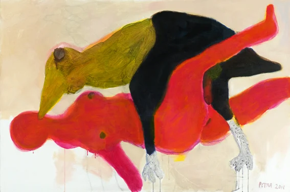 Bird And A Doll. 2011. Acrylic on canvas. 100 x 150 cm