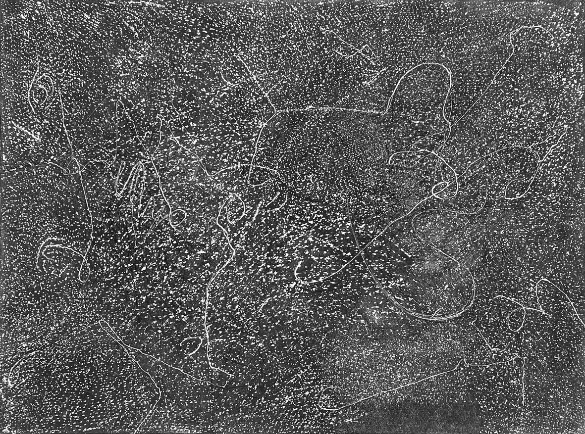 Drawing-VI. 2021. Charcoal, wax, engraving into paper