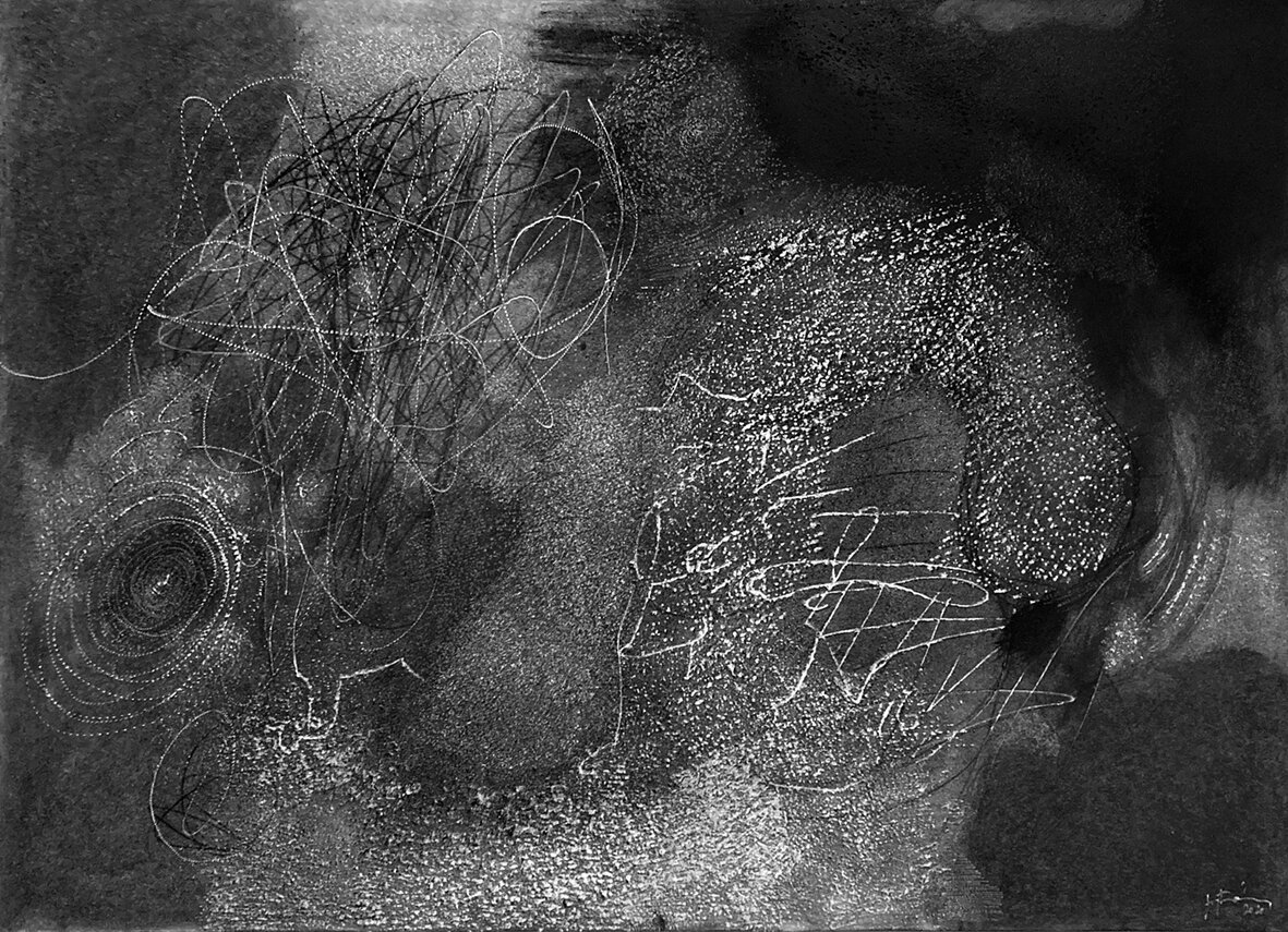 Drawing-VII. 2021. Graphite, wax, engraving into paper