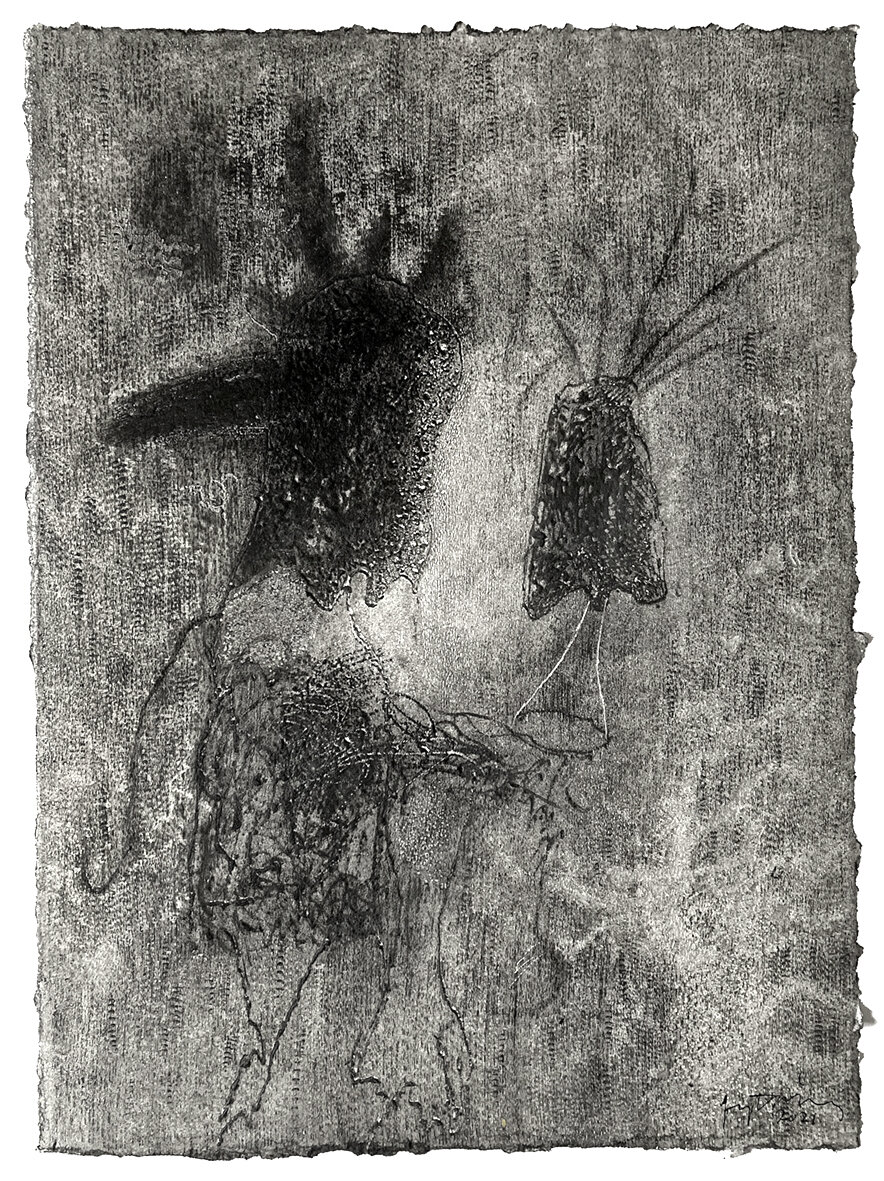 Unknown 4. 2021. Charcoal, wax, engraving into paper