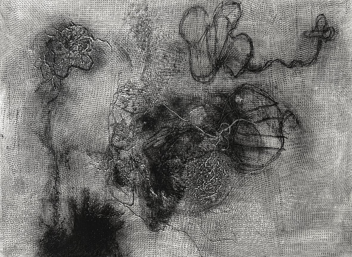 Unnamed drawing. 2022. Charcoal, wax, engraving into paper