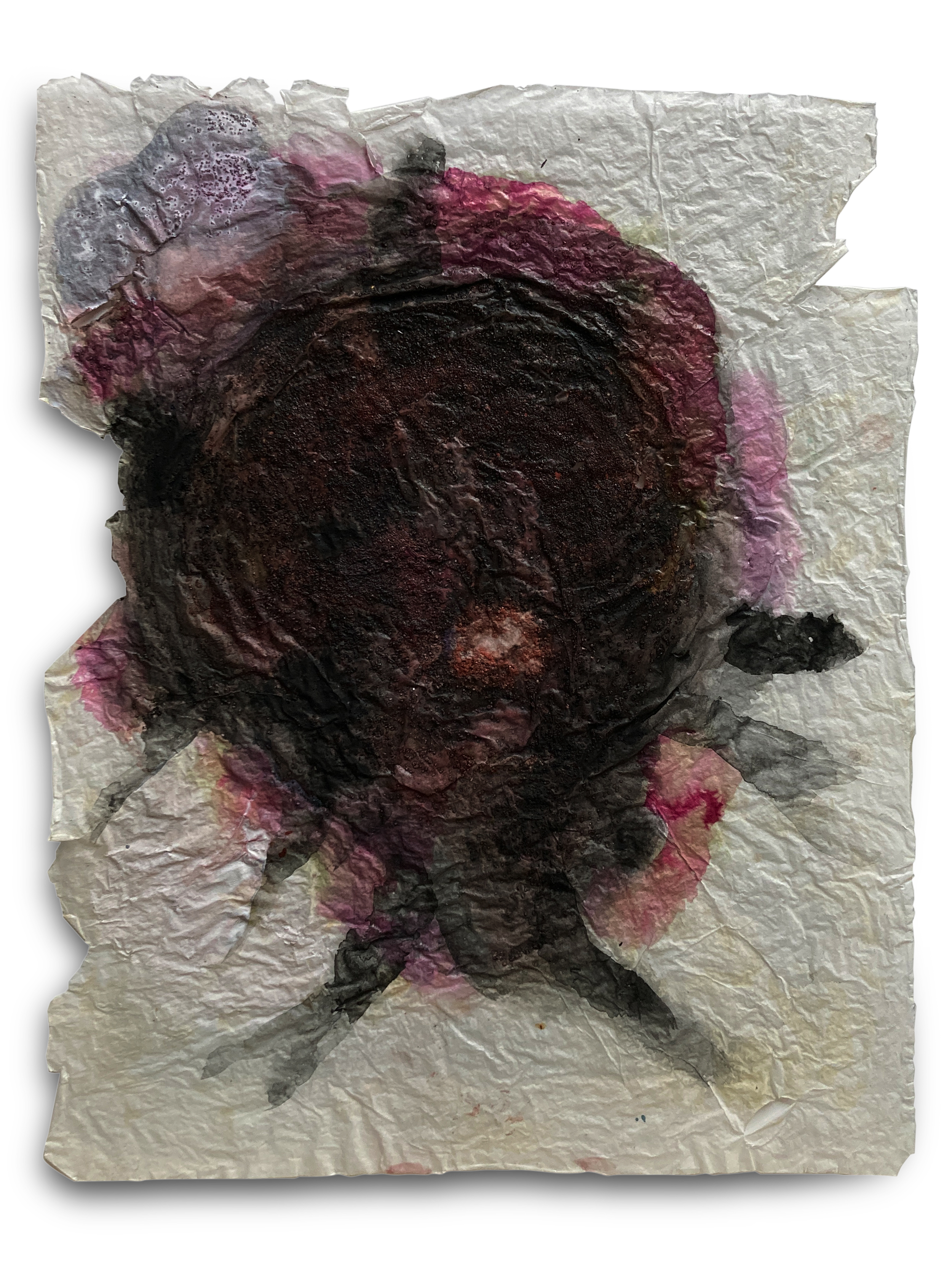 Untitled. 2024. Acrylic, sand, ecoline, graphite, charcoal on primed tracing paper