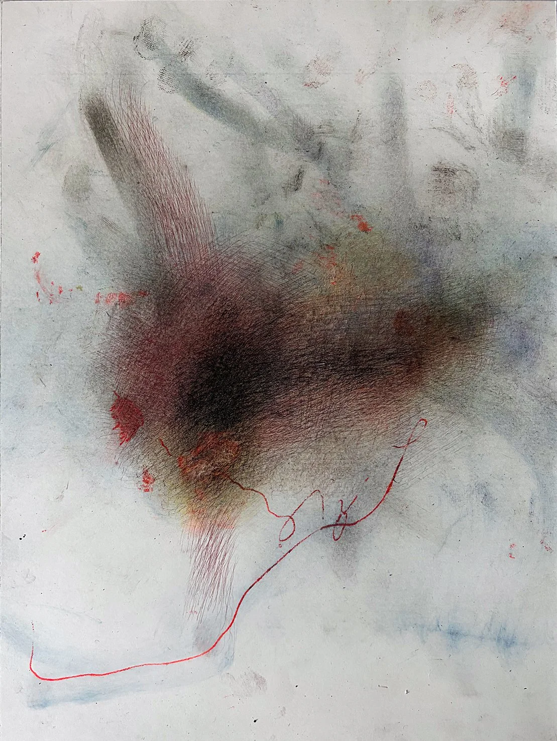 Untitled drawing. 2026. Pigment-coated tracing paper; drawings made using a variety of tools; regular paper.