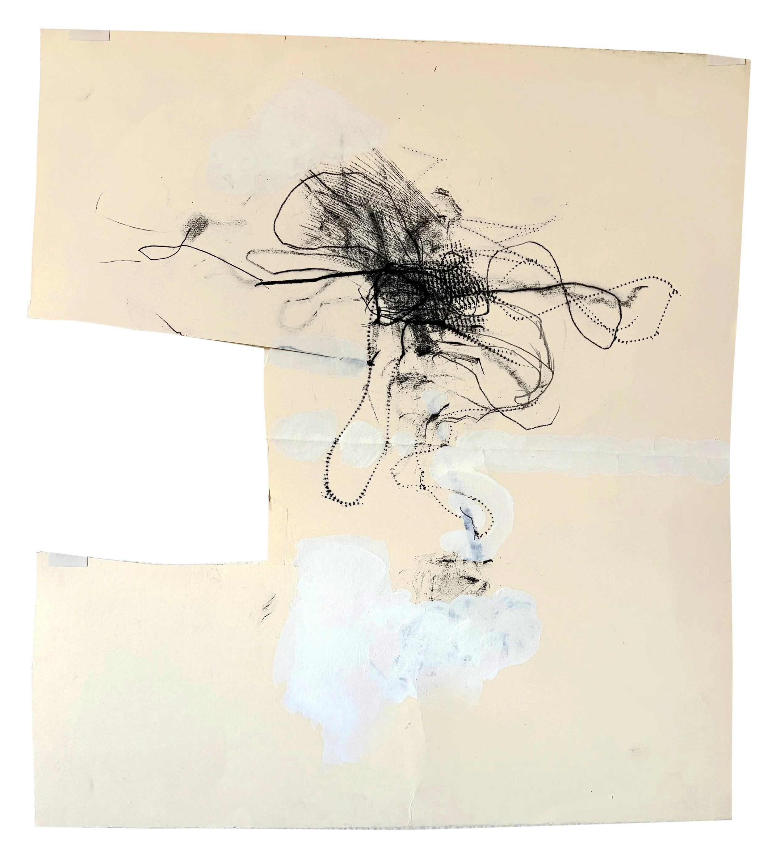 Untitled. 2026. Copier paper pigment drawing, gouache on paper
