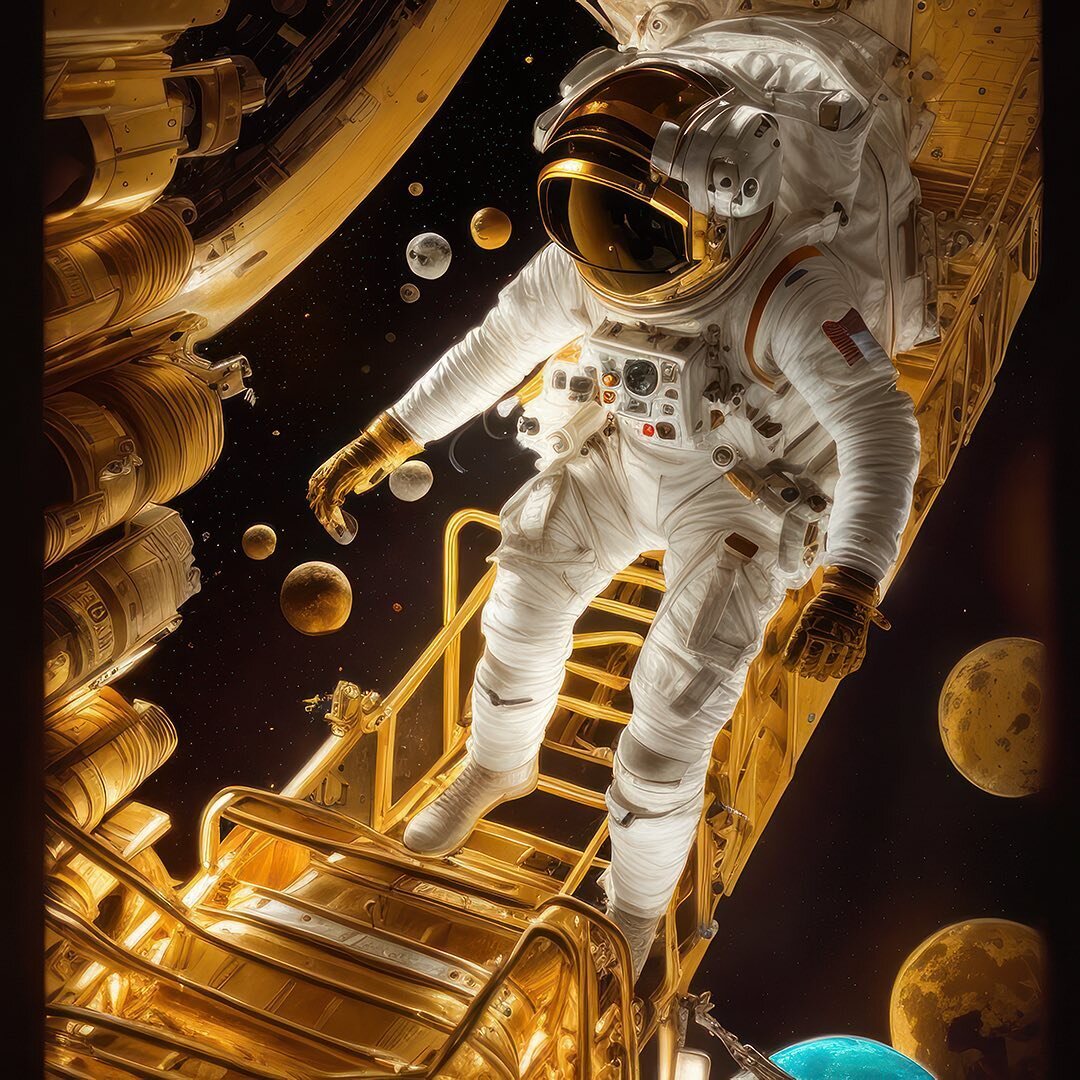 ControlNet Experiment, Stable Diffusion 1.5 with epiHyperphotogodess Model

Prompt: portrait of a award winning photo of astronaut in a golden spacesuit spacewalking ((correct anatomy:1.2)), masterpiece, sharp focus, two tone lighting, teal hue, octa