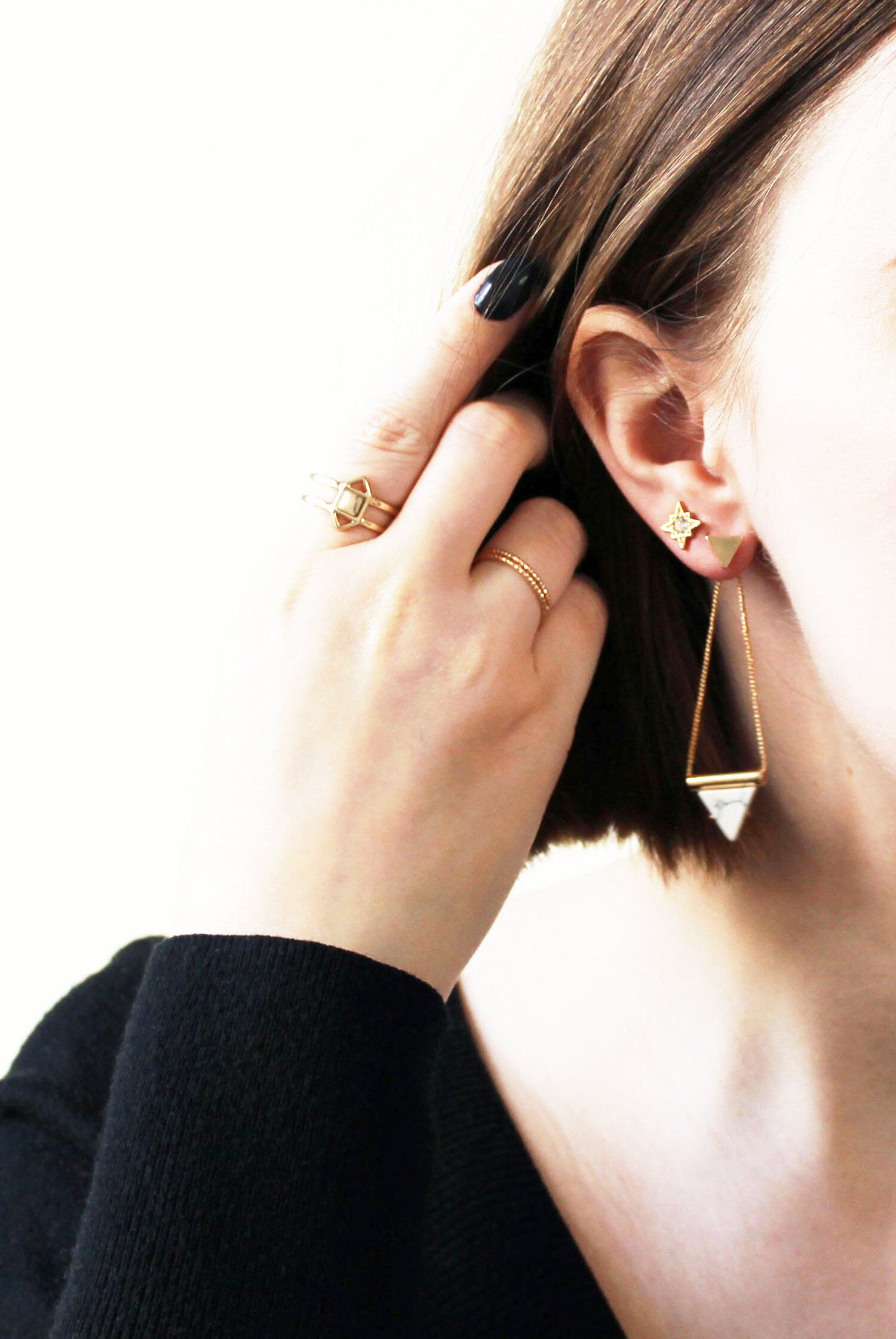 Marble Triangle Drop Earrings