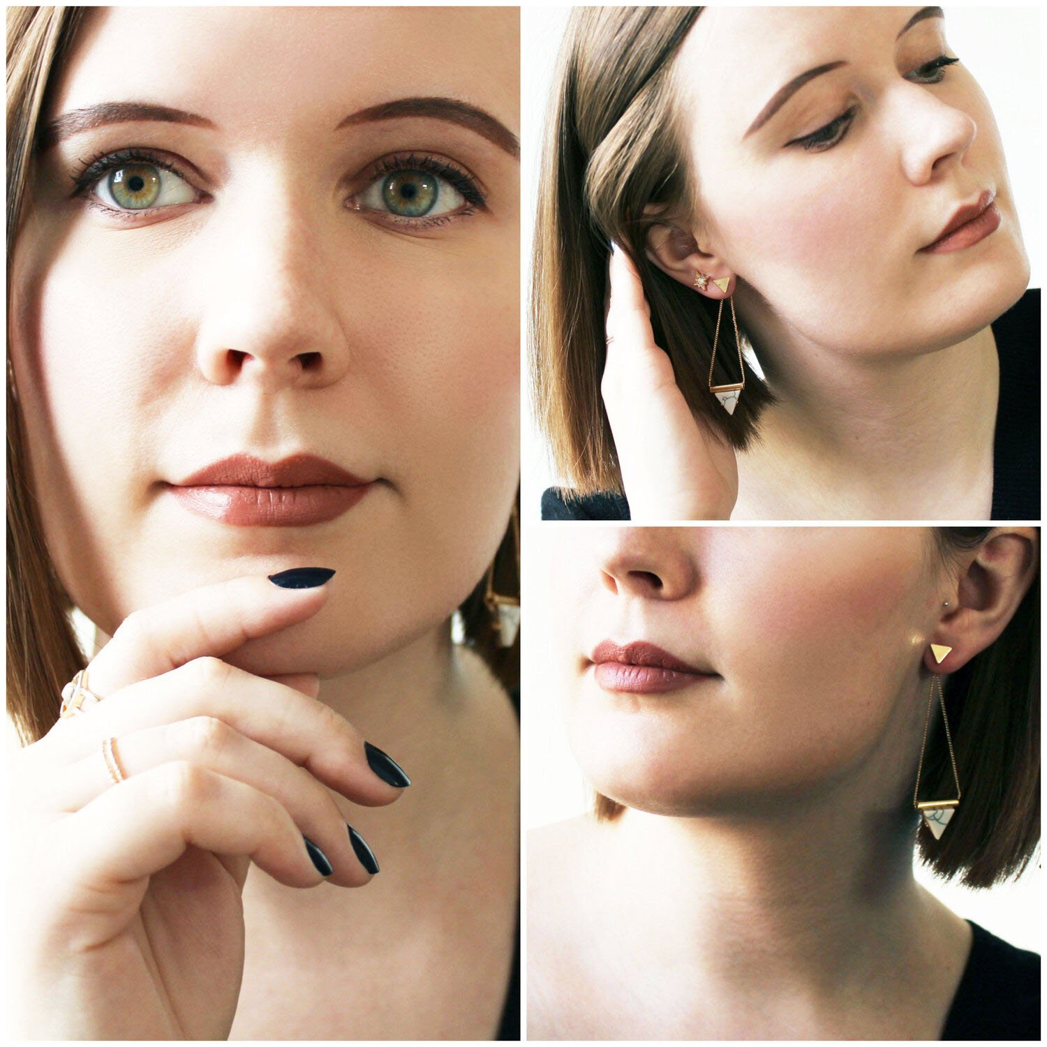 Marble Triangle Drop Earrings