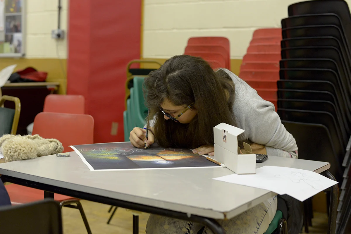 Pembury Youth Centre Workshops. 2014. Collaborative prints. Chalk on Giclee Print