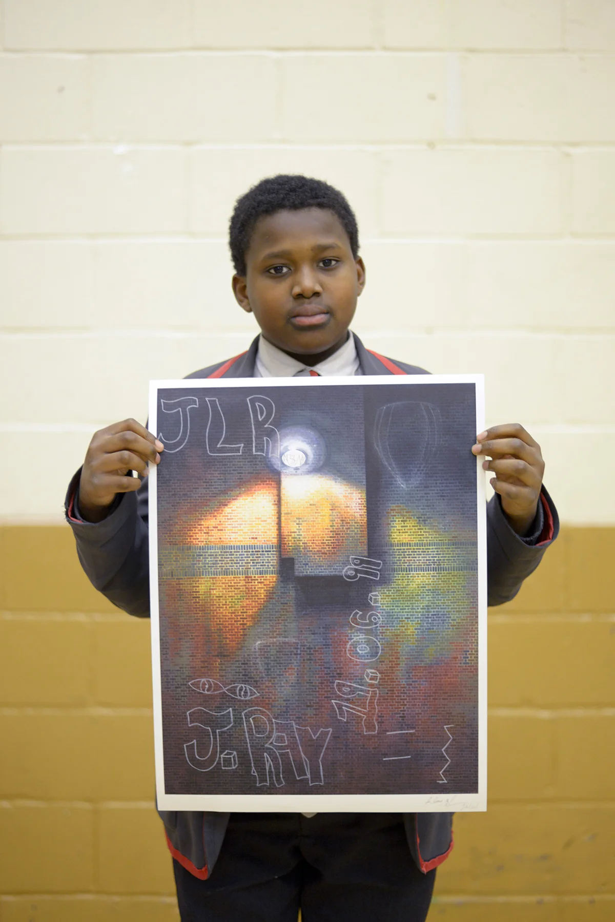 Pembury Youth Centre Workshops. 2014. Collaborative prints. Chalk on Giclee Print