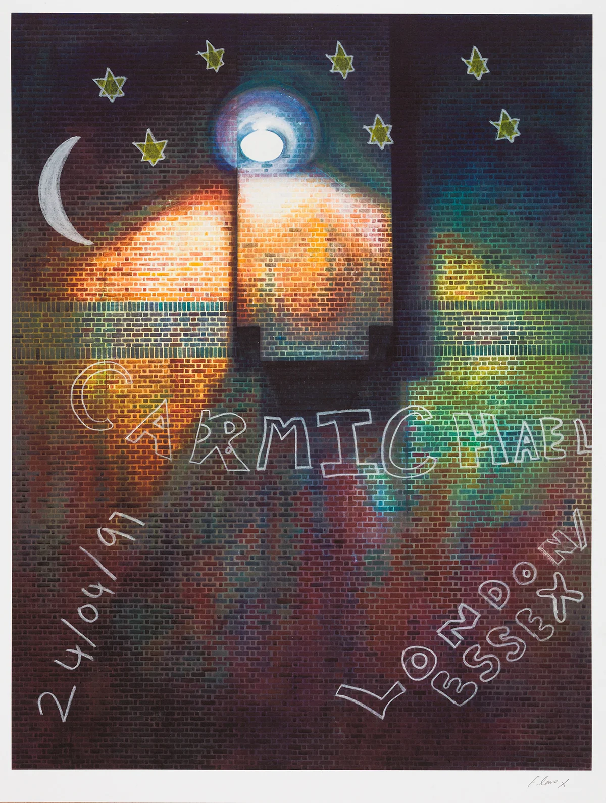 Pembury Youth Centre Workshops. 2014. Collaborative prints. Chalk on Giclee Print
