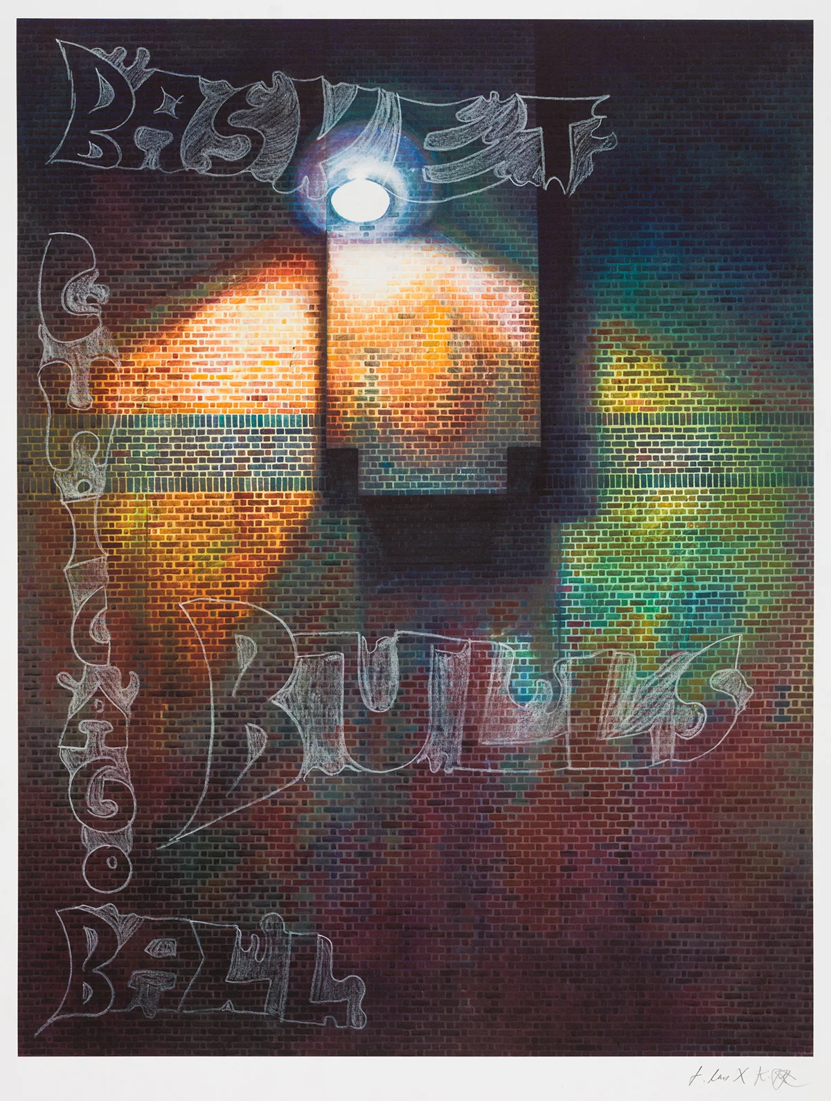 Pembury Youth Centre Workshops. 2014. Collaborative prints. Chalk on Giclee Print