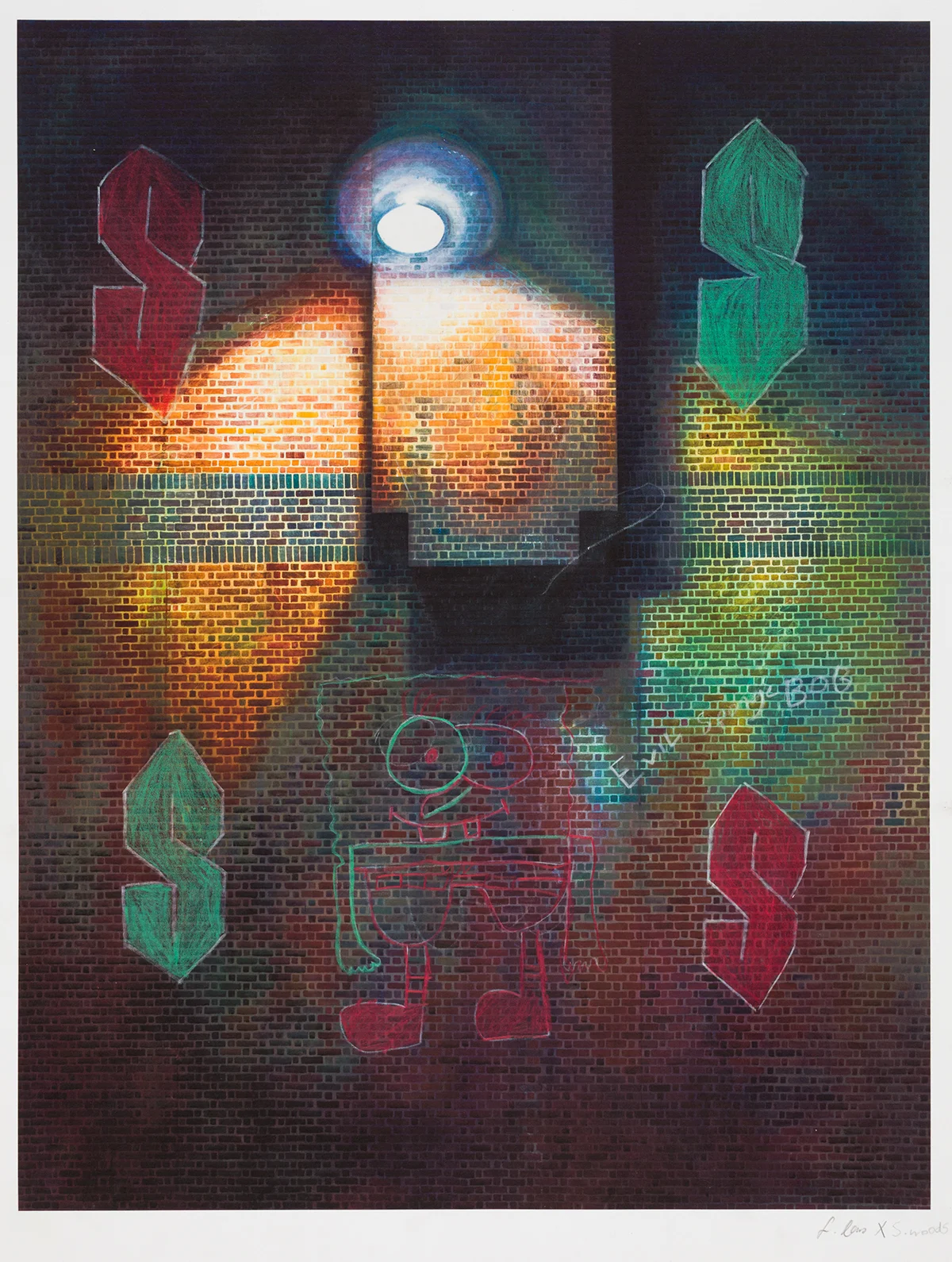 Pembury Youth Centre Workshops. 2014. Collaborative prints. Chalk on Giclee Print