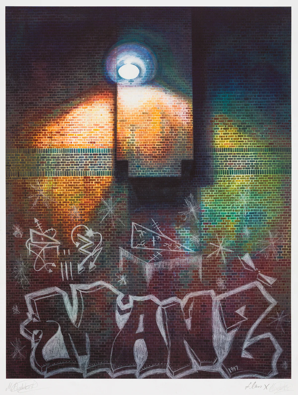 Pembury Youth Centre Workshops. 2014. Collaborative prints. Chalk on Giclee Print