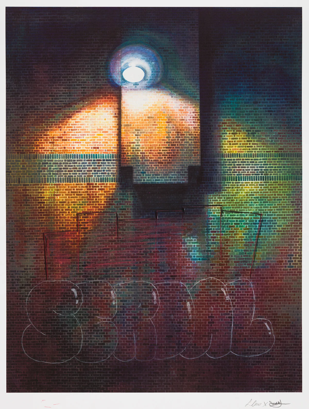 Pembury Youth Centre Workshops. 2014. Collaborative prints. Chalk on Giclee Print
