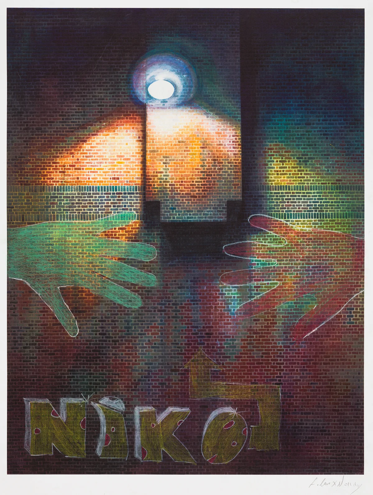 Pembury Youth Centre Workshops. 2014. Collaborative prints. Chalk on Giclee Print