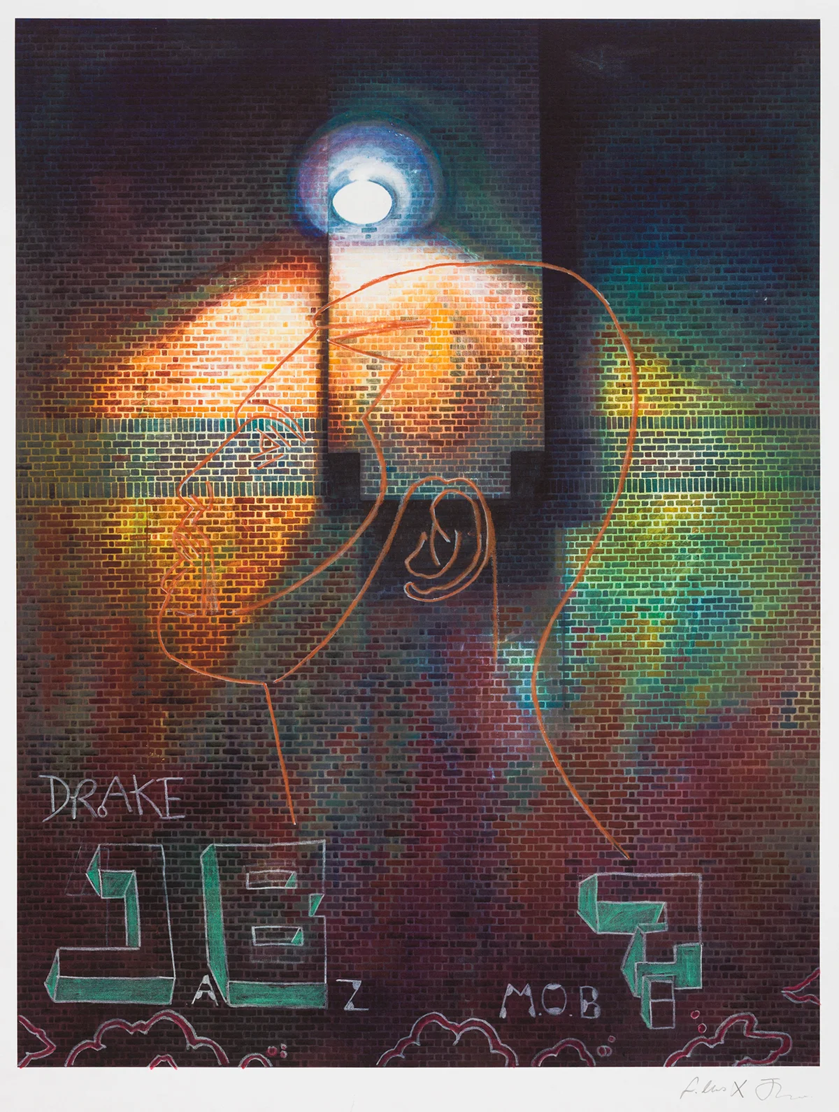 Pembury Youth Centre Workshops. 2014. Collaborative prints. Chalk on Giclee Print