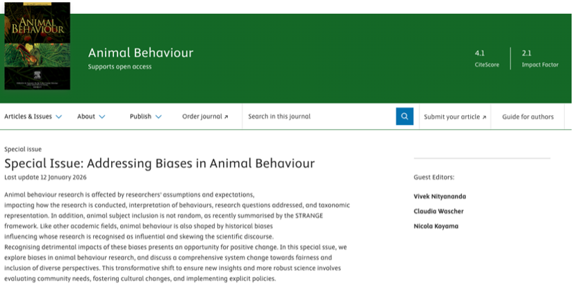Special issue published in Journal Animal Behaviour