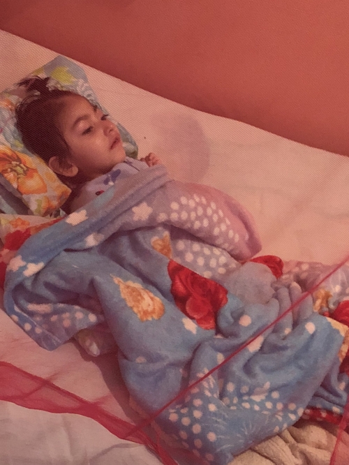 A 6 year old girl that would be on a feeding tube to survive in this country, but is instead laying in bed all day, every day, with a mosquito net and lots of prayer.