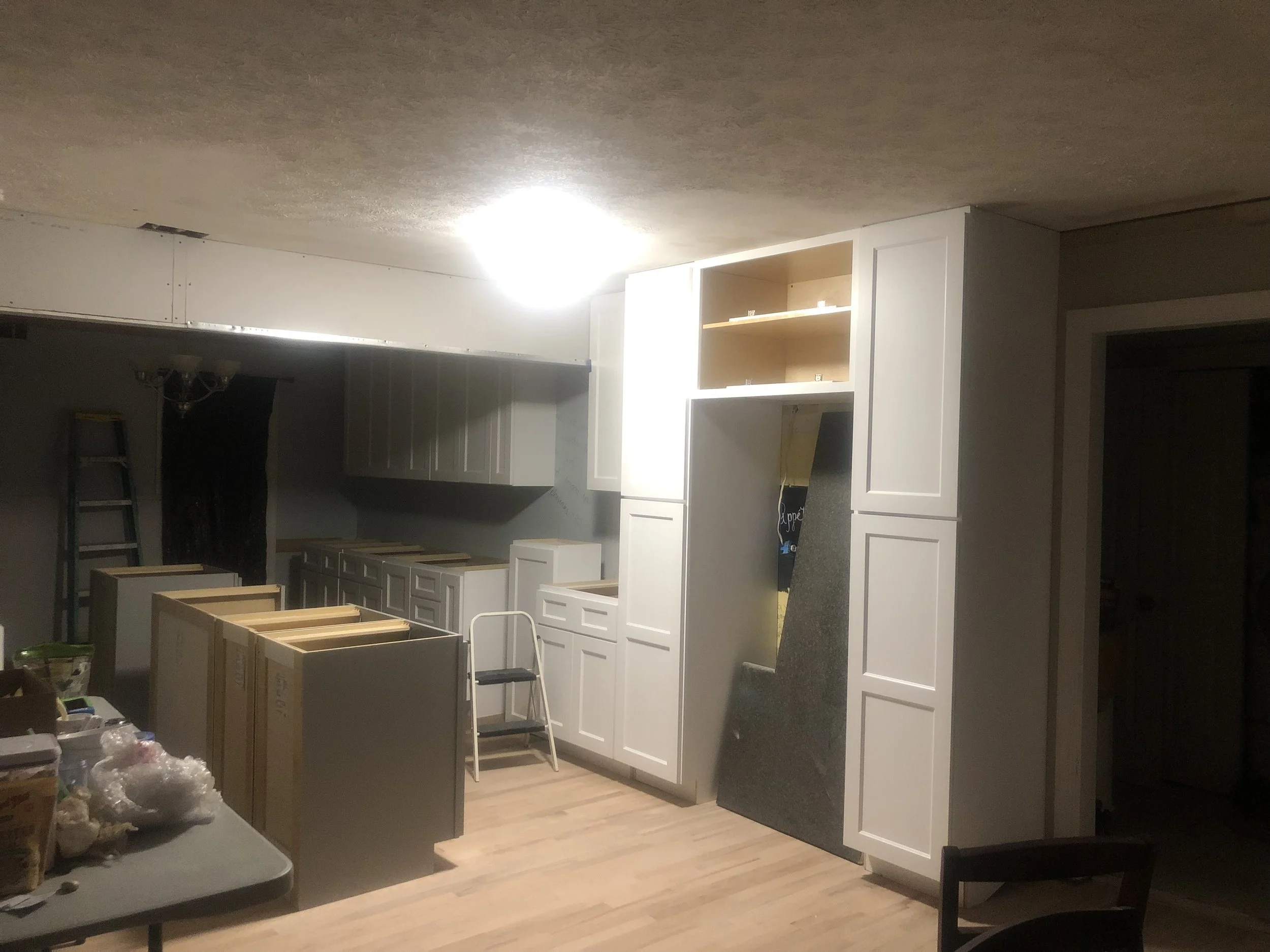 The wall separating the dining room and kitchen was a load-bearing wall, so a header was necessary.