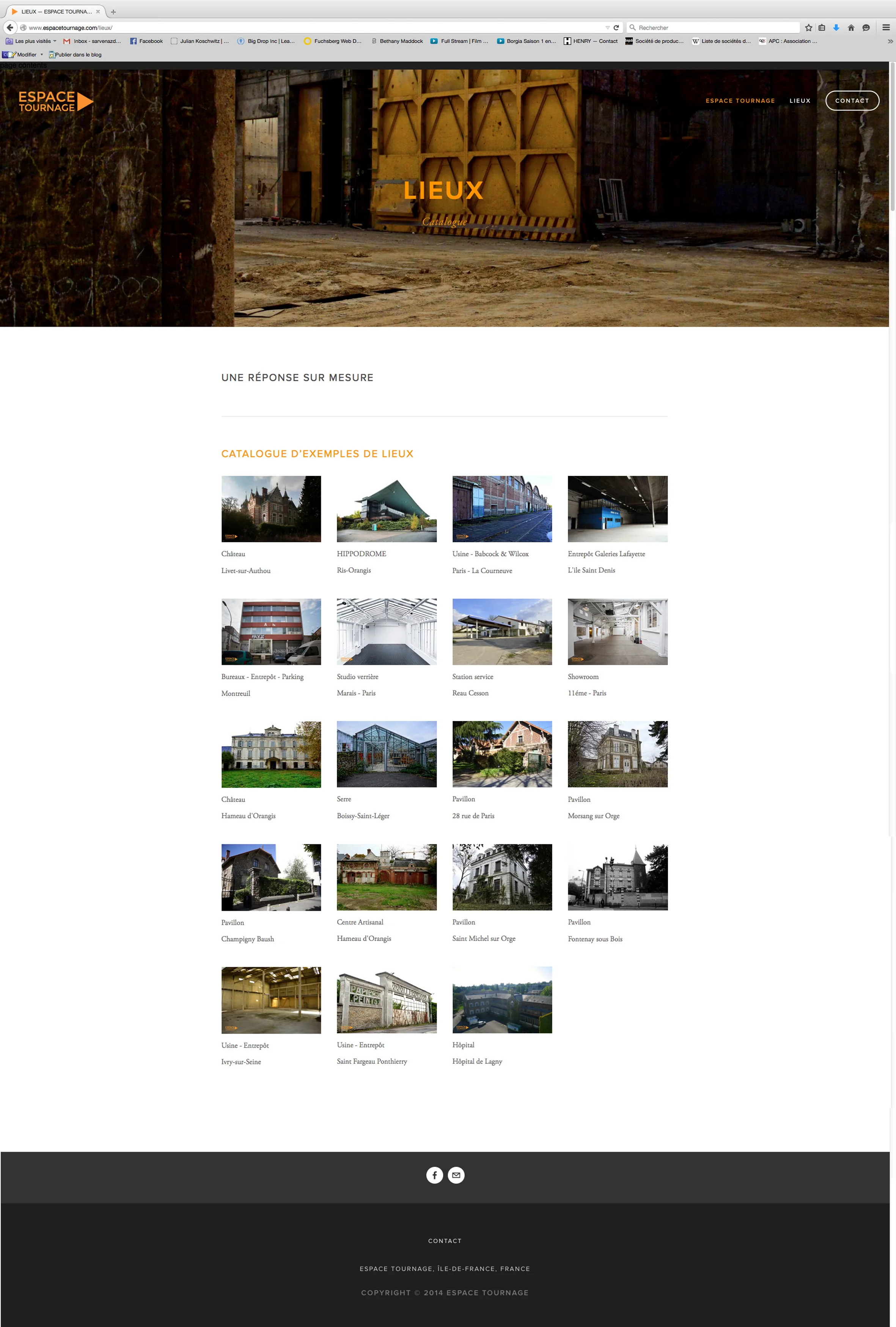 ESPACE TOURNAGE - CATALOGUE DES LIEUX