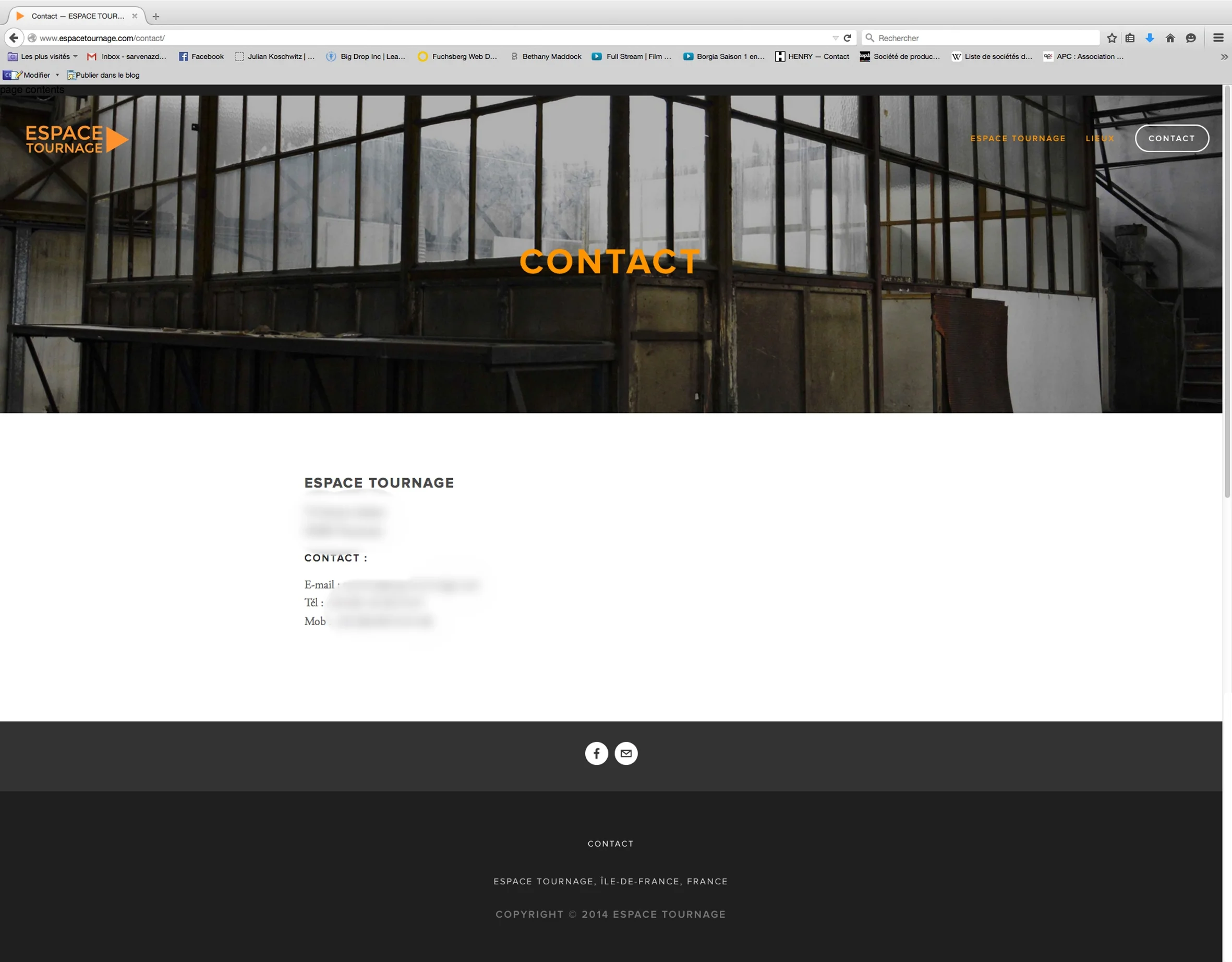 ESPACE TOURNAGE - CONTACT