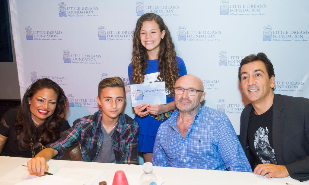 Orianne, Nic, and Phil Collins and David Frangioni with Little Dreamer Angelina Green