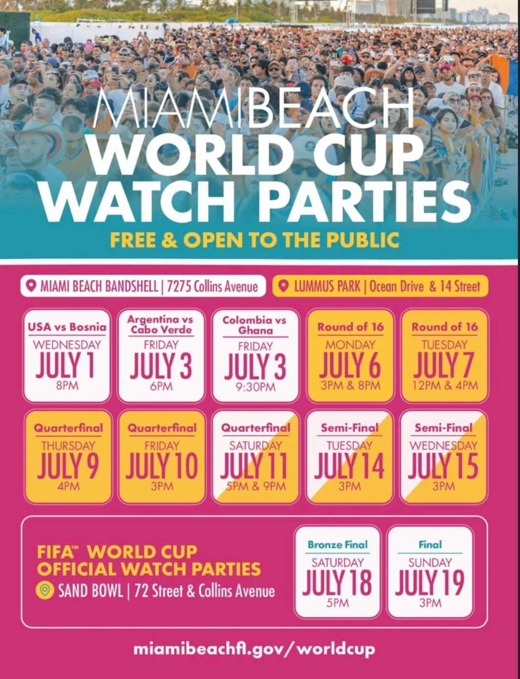 ⚽️ Join us at Lummus Park for the official FIFA World Cup&trade; Watch Parties! Proud to support the City of Miami Beach in bringing these exciting community events to life. 🌴🏆

@miamibeachnews 🙌

#ACTProductions #MiamiBeach #FIFAWorldCup #WatchPa