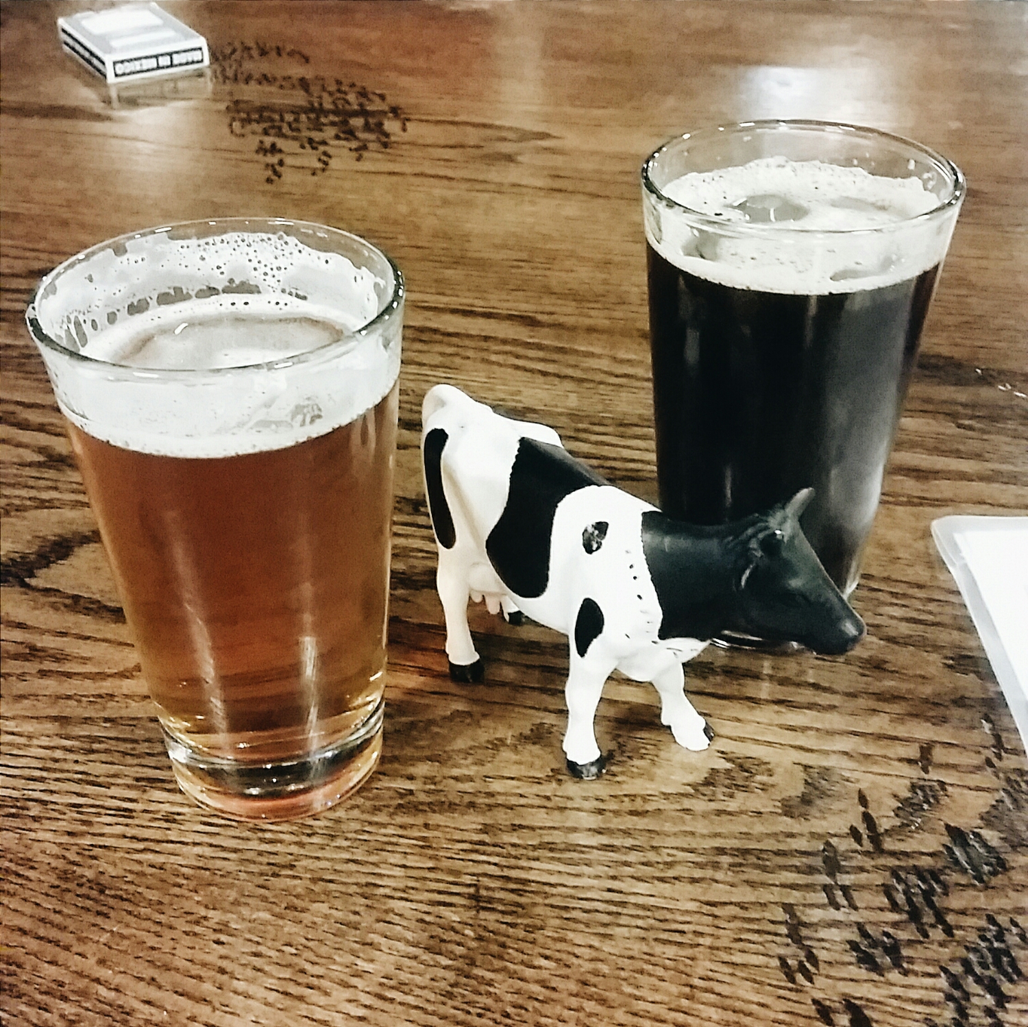 Post-hike beer and lunch at a brewery in Arlington. I loved their system for tracking the tables - a plastic animal toy on each table!