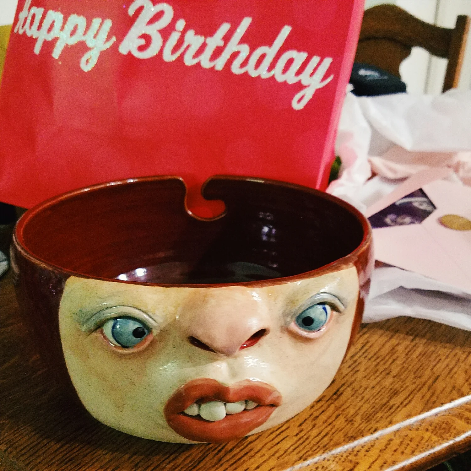 My mom found the funniest yarn bowl for my birthday!
